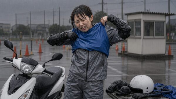 雨の日は地獄!カッパとプロテクターの着脱が苦行すぎる