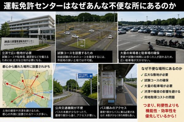 運転免許センターはなぜあんな不便な所にあるのか
