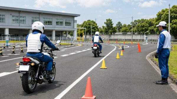 教習所内ではほかの車両を追い越してはいけない
