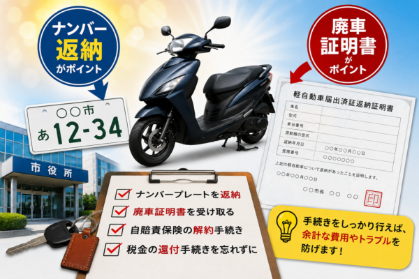 125ccバイクの廃車は「ナンバー返納」と「廃車証明書」がポイント