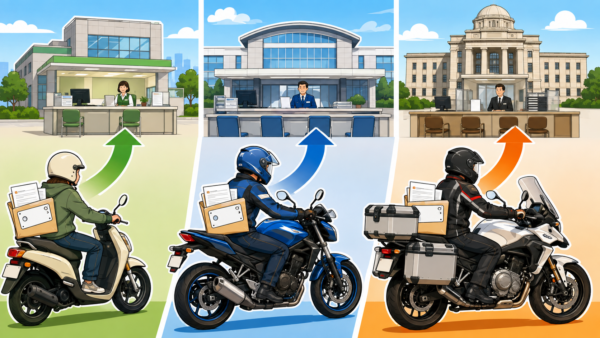 125cc・250cc・251cc以上では手続先が違う
